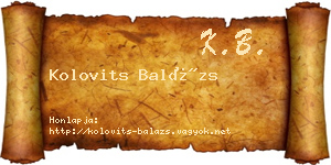 Kolovits Balázs névjegykártya